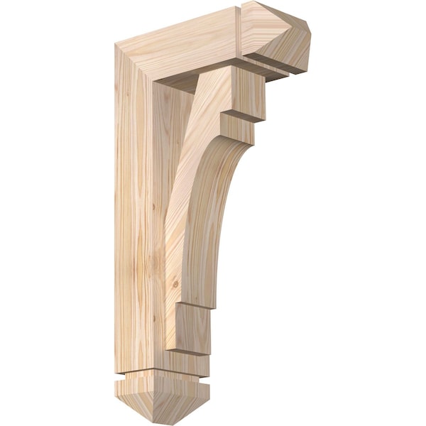 Ekena Millwork Merced Arts and Crafts Smooth Bracket w/ Offset Brace, Douglas Fir, 5 1/2"W x 14"D x 26"H BKT0604X14X26MRC03SDF - main